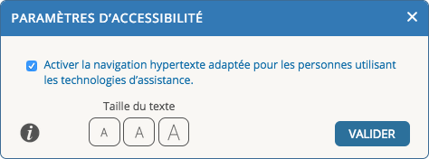 Fenêtre des paramètres d’accessibilité Fenêtre des paramètres d’accessibilité