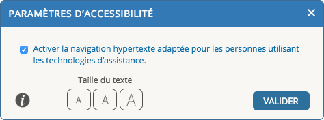 Fenêtre des paramètres d’accessibilité