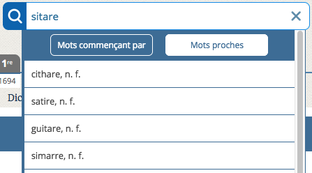 Exemple de recherche avec correcteur d’orthographe (mots proches)