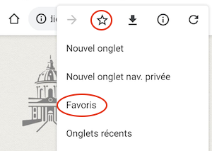 Ajouter un favori vers le site du Dictionnaire sur mobile